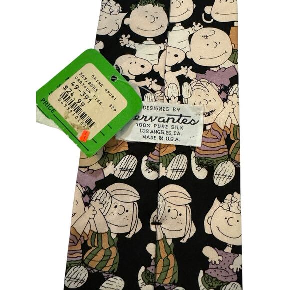 Cervantes Snoopy Charlie Brown Linus Lucy Cartoon Vintage Necktie 100% Silk - Picture 7 of 8